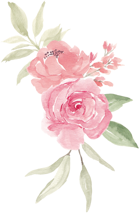 Watercolor Flowers with Leaves